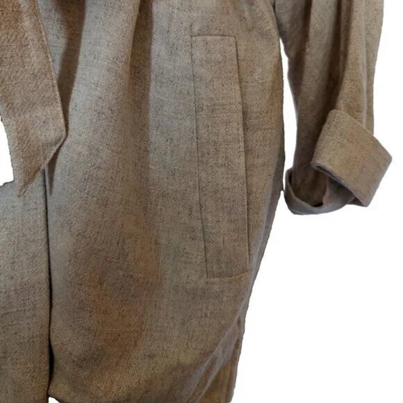 FRANK and OAK LINEN blend CARDIGAN Sz L OPEN or BELT beige 3 INNER POCKETS *NWT* - Picture 4 of 14